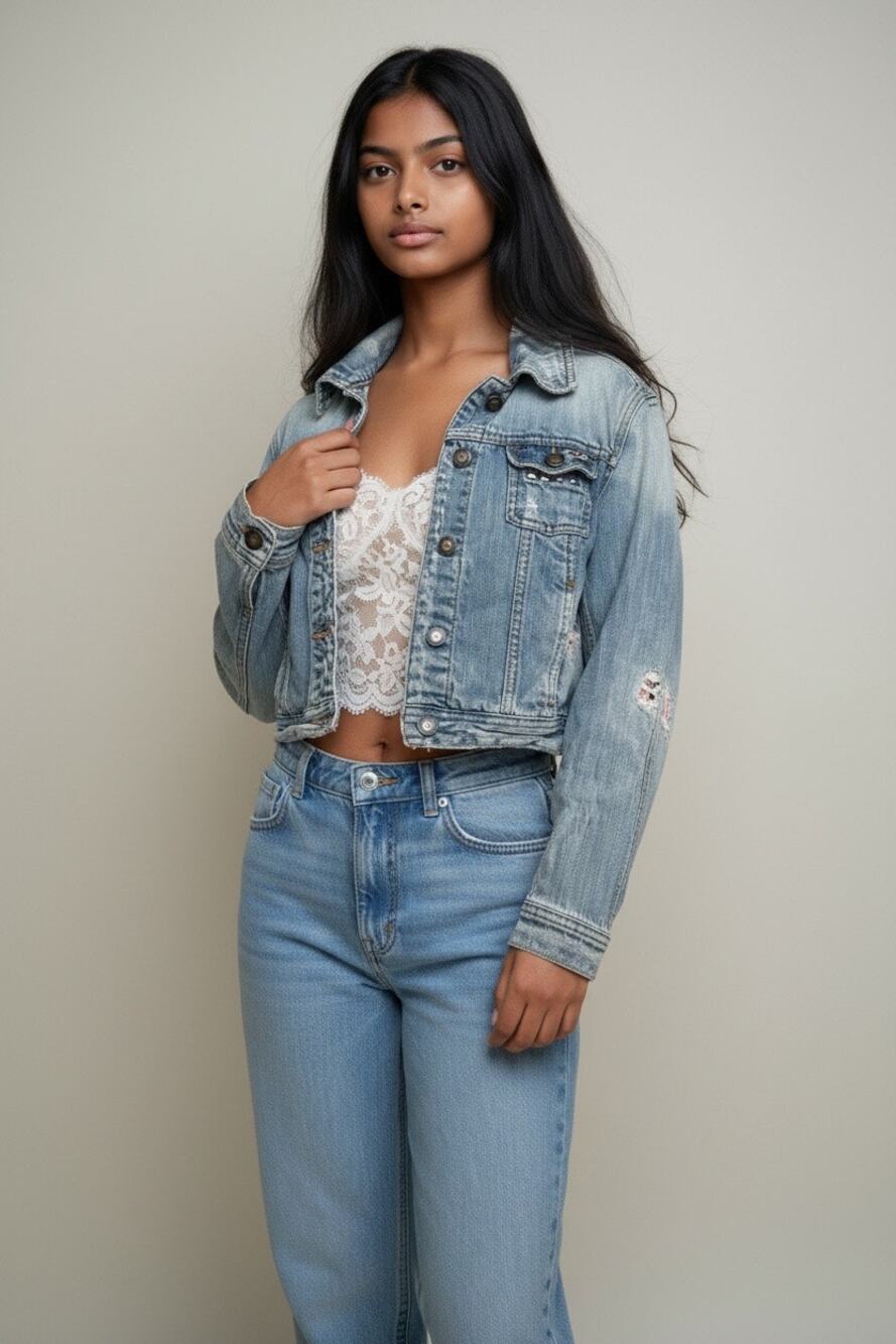 Vintage Hollister Y2K 00s Cropped Denim Jacket Medium